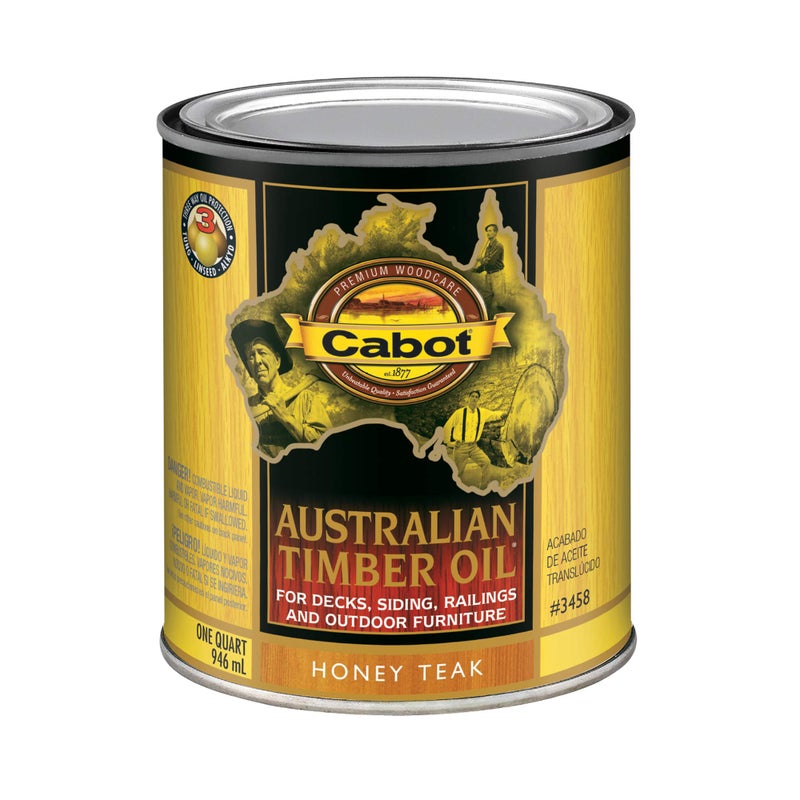Cabot Australian Timber Oil Wood Stain and Protector, Honey Teak, 1 Quart - Image 1